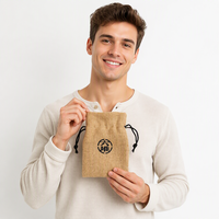 Sacs en toile de jute de petite taille en gros, pochettes pour emballages cadeaux, sacs à cordon avec logo