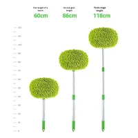 Astree Balai de lavage de voiture en microfibre chenille, manche télescopique rotatif en aluminium, détachable, lavable, sans rayures