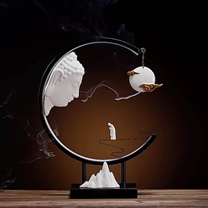 Brûleur d'encens électrique en bois à refoulement d'eau pour décoration intérieure, porte-encens suspendu en cascade - Product Image 3
