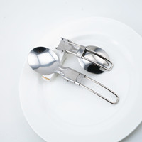 Ensemble de cuillères et fourchettes pliantes portables en acier inoxydable, pour le camping et l'extérieur, couleur argent, design ultraléger, couverts compacts