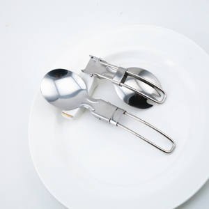 Ensemble de cuillères et fourchettes pliantes portables en acier inoxydable, pour le camping et l'extérieur, couleur argent, design ultraléger, couverts compacts - Product Image 5