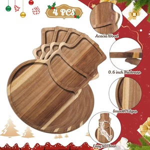 Snowman Shaped <b>Cheese</b> Board <b>Set</b> Wooden Serving Tray With <b>Knives</b> For Party Appetizers And Snacks Display - Product Image 2