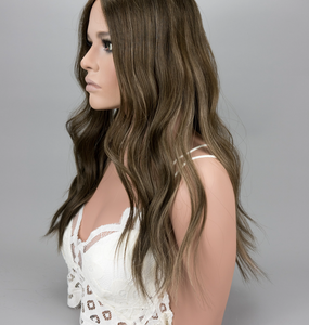 Topper per <span class=keywords><strong>capelli</strong></span> da <span class=keywords><strong>donna</strong></span> in vero capello umano, lungo, ondulato, colore Balayage, annodato a mano, con base in monofilamento, per <span class=keywords><strong>capelli</strong></span> diradati, per aggiungere volume - Product Image 2