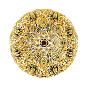 Assiette <span class=keywords><strong>de</strong></span> présentation en verre doré ornée <span class=keywords><strong>de</strong></span> mandalas, 33 cm, noire <span class=keywords><strong>et</strong></span> dorée, pour mariages, banquets <span class=keywords><strong>et</strong></span> décorations <span class=keywords><strong>de</strong></span> <span class=keywords><strong>table</strong></span> - Product Image 1