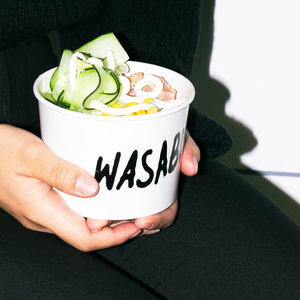 Tùy chỉnh in dùng một lần bao bì thực phẩm để đi <span class=keywords><strong>container</strong></span> Vòng giấy gạo Bát Salad trắng với nắp trong suốt cho Ramen mì ống - Product Image 5