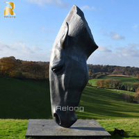 Sculpture de tête de cheval en bronze de grande taille RELONG, design antique patiné, style européen, pour extérieur, parc, villa, jardin