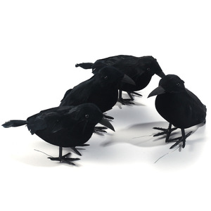 Corvo 3D Realistico Fatto a Mano per <span class=keywords><strong>Halloween</strong></span>, Ornamento Festivo con Piume Scintillanti in Plastica e Piume per Pasqua e Feste - Product Image 5