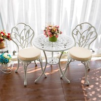 Ensemble table et chaises de balcon en aluminium moulé européen, design moderne, durable, pour extérieur, cour, jardin, villa, table à thé, coussin imperméable