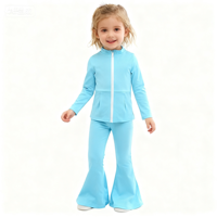 Danse enfants vêtements en gros enfants Nylon Spandex doux respirant veste à glissière Belle pantalon 2 pièces vêtements de sport filles Yoga ensemble