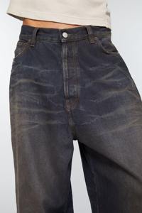 Super Baggy Fit Jeans <b>Men</b> Custom Dark Blue Wash Non Stretch Denim Long Length Pants Contrast Black <b>Leather</b> Pocket Comfort Casual - Product Image 5