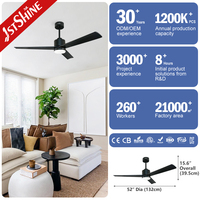 Ventilateur de plafond professionnel 1stshine en bois massif 110v-220v avec moteur silencieux réversible et éclairage intégré pour la décoration intérieure