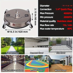 Accessoires <span class=keywords><strong>de</strong></span> nettoyage <span class=keywords><strong>de</strong></span> plaques rondes en acier inoxydable 16.5 pouces 4000 psi avec 4 roues et 2 tiges d'extension - Product Image 5