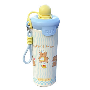 <b>Cute</b> Rabbit And <b>Bear</b> Insulated Tumbler 500Ml Stainless Steel Portable Water Bottle For Girls Students Back To School - Product Image 5