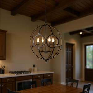 Lámpara de araña metálica ajustable DB, luz blanca cálida, colgante redondo para cocina, comedor, vestíbulo, entrada - Product Image 2