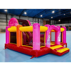 <span class=keywords><strong>Château</strong></span> <span class=keywords><strong>gonflable</strong></span> commercial rose Princesse avec toboggan intégré, idéal pour les fêtes en extérieur, les anniversaires de filles et la location événementielle - Product Image 3