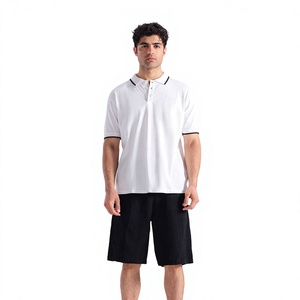 Men's <b>White</b> Short Sleeve <b>Shirt</b> Solid Color Cotton Knitted Fabric 220g <b>Plain</b> Dyed Casual Style Regular Fit Anti-Wrinkle Button - Product Image 5
