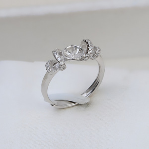 Bague ouverte en argent S925 pour femme, réglable, style tendance, incrustation de perles DIY, accessoires semi-finis, support vide, taille 05 - Product Image 2