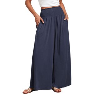 Pantalon Palazzo pour femme FOXA, longueur maxi, taille élastique, coupe ample à jambes larges, avec poches, respirant, décontracté, pour la détente - Product Image 1