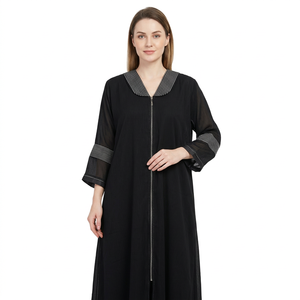 2026 Best Selling Women's Solid Black Sequined Maxi Abaya Long Sleeve <b>Modest</b> Islamic <b>Dress</b> for Ramadan Traditional - Product Image 1