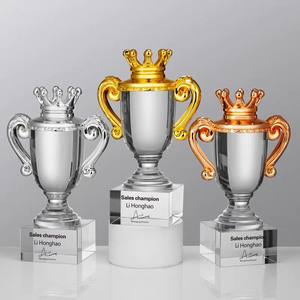 Nuevo Trofeo Premium con Corona, Copa Grande de Cristal K9 Dorada, Copas y Premios Deportivos Personalizados para Campeonatos de <span class=keywords><strong>Liga</strong></span> - Product Image 6