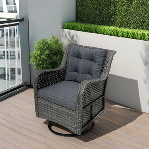 Chaise pivotante en rotin tressé imperméable, confortable et moderne, avec coussin en polyester, pour jardin et hôtel – Prix de gros - Product Image 3
