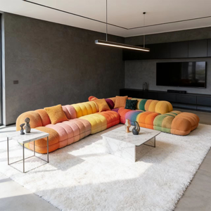 Juego de Sofás Seccionales Modulares de Lujo, Muebles Modernos de Terciopelo Arcoíris para Sala de Estar, Sofá Grande con Tapicería Acolchada Tipo Nube, Personalizable - Product Image 4