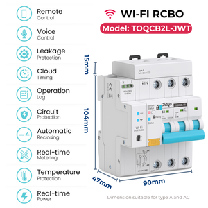 Pemutus Sirkuit RCBO Pintar Wi-Fi Tuya 30mA 10KA 2P/3P/4P untuk Penggunaan Industri dan Rumah Tangga dengan Proteksi Kebocoran dan Kontrol Jarak Jauh Chayo - Product Image 4