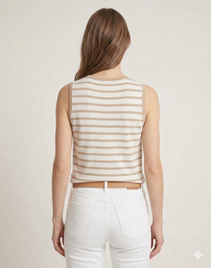 Women's Casual Short Vintage Striped Tank <b>Top</b> Sleeveless Soft Breathable Summer Wear for Gym Yoga Home Daily Comfort Stylish - Product Image 5