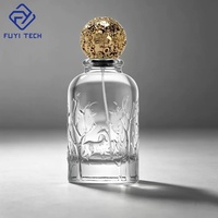Flacon de parfum en verre transparent gaufré de 100 ml avec bouchon en métal décoratif, atomiseur de luxe vide, logo personnalisé