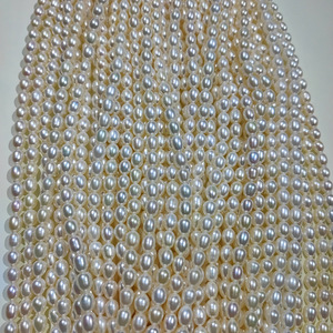 Collar de Perlas de Agua Dulce de 5-8mm, Forma Ovalada, Grado AAA, Brillantes, para DIY, Moda, Puestos de Calle, Mercado Nocturno, Producto Semielaborado - Product Image 2