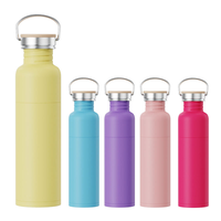 Bouteilles d'eau isothermes en acier inoxydable avec couvercle à poignée, anti-fuite, pour le camping, à ouverture large
