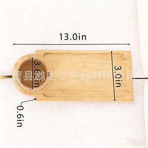 Plateau d'accoudoir de canapé en bois 13,0 po x 3,0 po avec porte-gobelet pour servir des collations dans le salon - Product Image 1