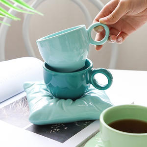 <span class=keywords><strong>Tasse</strong></span> à thé et soucoupe en céramique Macaron créative, style nordique, avec sous-<span class=keywords><strong>tasse</strong></span> coussin - Product Image 3