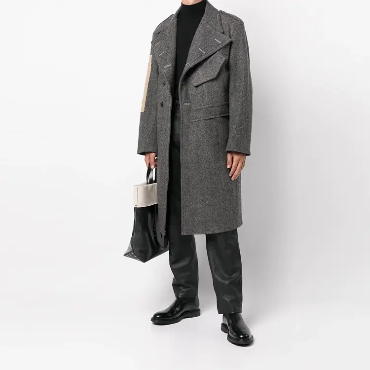 OEM wholesale winter trendy overcoat men woolen coat men long Style male clothing custom made wool coat