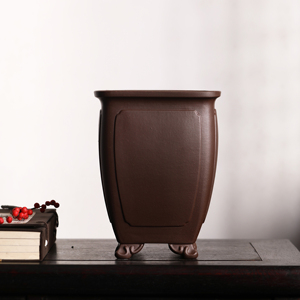 Yixing Purple Clay Square Bonsai <b>Pot</b> Kui <b>Face</b> Design Orchid Planter - Product Image 3