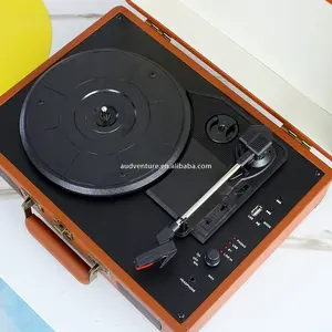 Pemutar Rekaman Turntable Portabel Vintage 2022 33/45/78 RPM Pemutar Rekaman LP Vinil Speaker Bawaan Gramofon