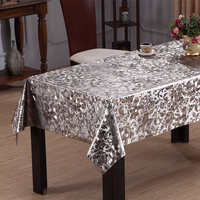 Nappe en PVC RNPT à motif de fleurs dorées, tissu opaque avec dos en tissu, facile à nettoyer, idéale pour les hôtels, les salles à manger et les banquets