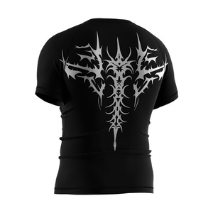 Bold Heavy-Metal Quick-Dry Durable UPF50+ Athletic <b>Compression</b> <b>Shirt</b> Rash Guard Featuring Metalcore Print Letters - Product Image 4