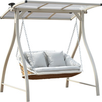 Fauteuil suspendu double à bascule moderne pour jardin et cour extérieure, hamac en métal avec coussin imperméable, chaise suspendue pour balcon