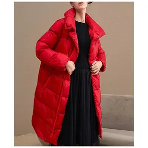 Women's Puffy Long Padded Down Coat Loose Winter Women Plus Size Puffer Zip Jacket