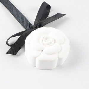 Luxury Gift Hanging Car Wardrobe Aroma Pendant Air Freshener Porcelain Scented <strong>Ceramic</strong> Camellia Flower Essential Oil <strong>Diffuser</strong> - Product Image 5