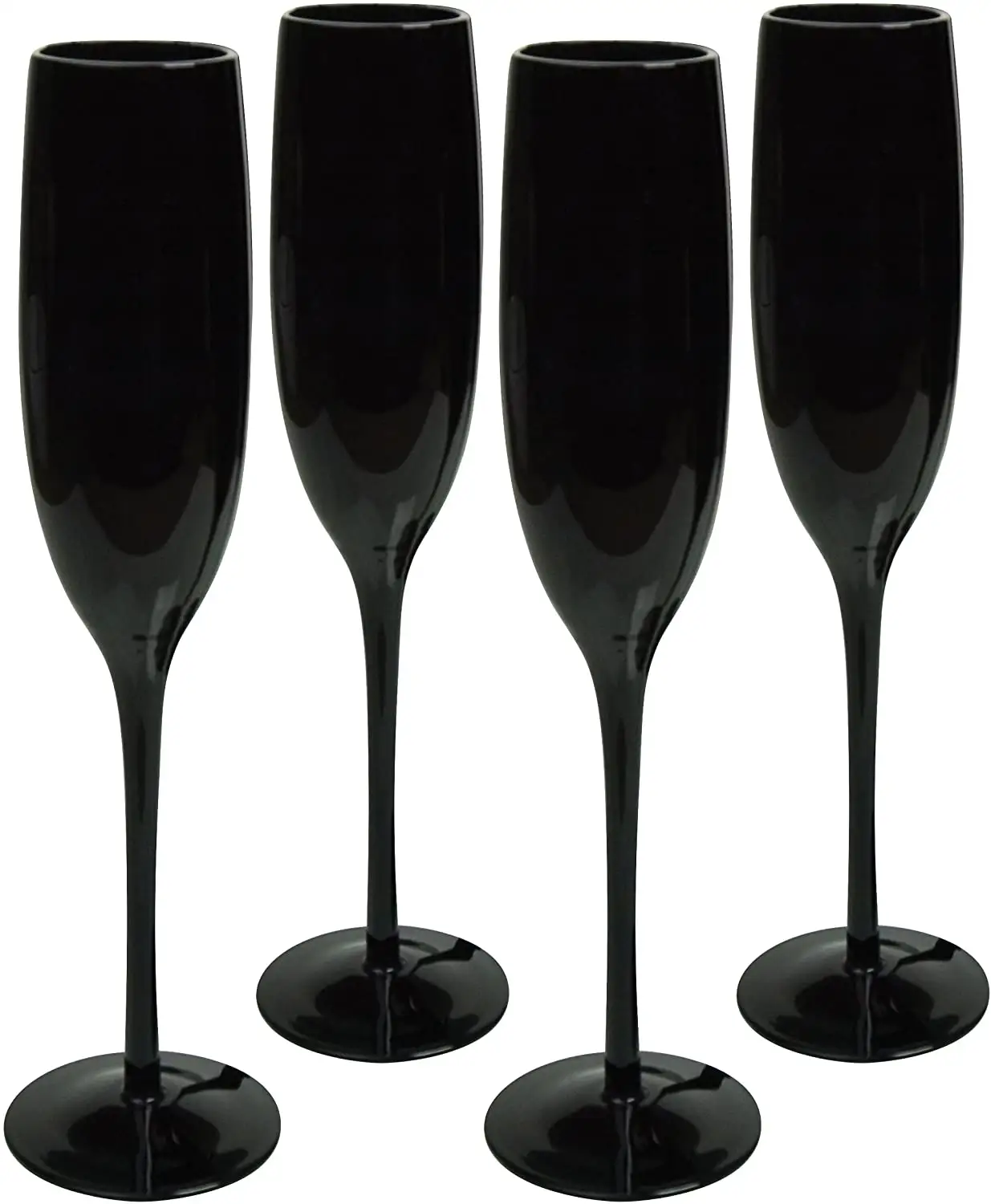 6oz gelas sampanye Stemware plastik hitam sekali pakai seruling dengan Logo disesuaikan untuk pesta pernikahan