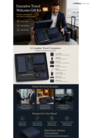 Kit de Regalo Ejecutivo Personalizado para Viajes con Porta Pasaportes, Etiqueta para Equipaje, Bolsa para Termo, Antifaz para Dormir, para Programas de Viaje de Clientes VIP