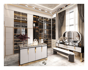 Sistema <span class=keywords><strong>de</strong></span> Vestidor <span class=keywords><strong>de</strong></span> Madera y Vidrio <span class=keywords><strong>de</strong></span> Diseño Moderno para Habitación Doble <span class=keywords><strong>Ropero</strong></span> Armario para <span class=keywords><strong>Ropa</strong></span> - Product Image 6