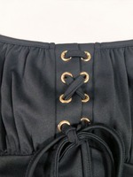 Étoile Maille Plissée Vintage Noir Patchwork Débardeur Robe O-Ring Détail À Lacets Avant Taille Haute Femmes Robes De Soirée De Bal
