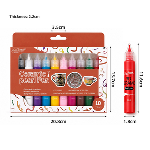 ปากกาเพ้นท์เซรามิก Xin Bowen 3D แบบมีประกายมุก <span class=keywords><strong>10</strong></span> สี 20 มล. สีเซรามิกแบบมันเงา กันน้ำ ติดทนนาน สำหรับเพ้นท์แก้ว จาน ถ้วย - Product Image 6