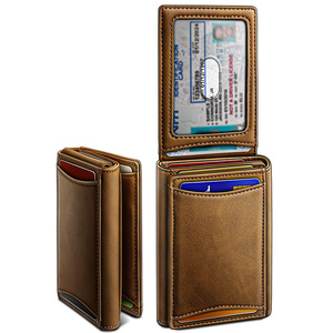Retro Oil Waxed Leather <b>Wallet</b> <b>Men</b> Vertical Square <b>RFID</b> Blocking Multi Card Slot Large Capacity Everyday Use - Product Image 5