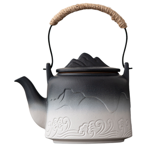 ชุดแก้วกาแฟพอร์ซเลนขนาดใหญ่ลายนูนไล่เฉดสีทันสมัย พร้อมที่กรองชาและฝาปิด ชุดถ้วยชาสำหรับชงชาแบบใบชา - Product Image 1