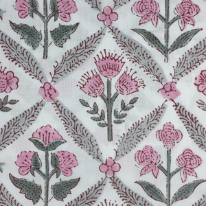 Tela de algodón al por mayor de alta calidad, estampado personalizado, sandía, rosa, alcachofa, algas marinas, verde, indio, Floral, bloque de mano, tela impresa - Product Image 1