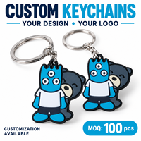 Porte-clés en PVC personnalisé en gros, motif monstre de dessin animé, pendentif en caoutchouc souple 2D, porte-clés réglable en alliage de zinc imprimé en typographie
